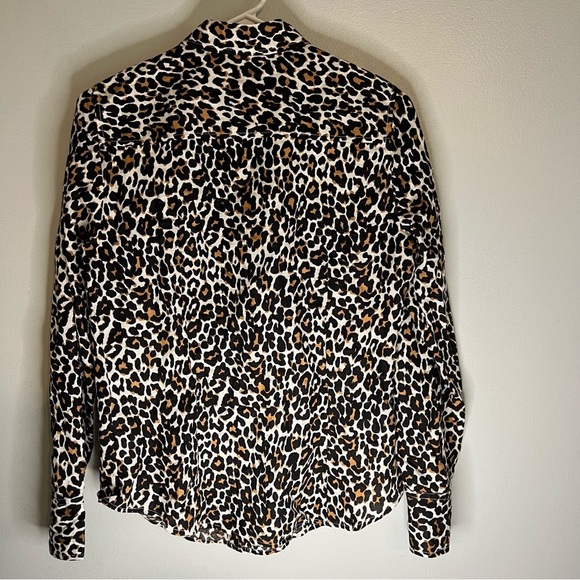 J Crew Linen Cotton Blend Button Up Shirt Leopard Print Sz 6 Office Casual caree - Picture 10 of 10
